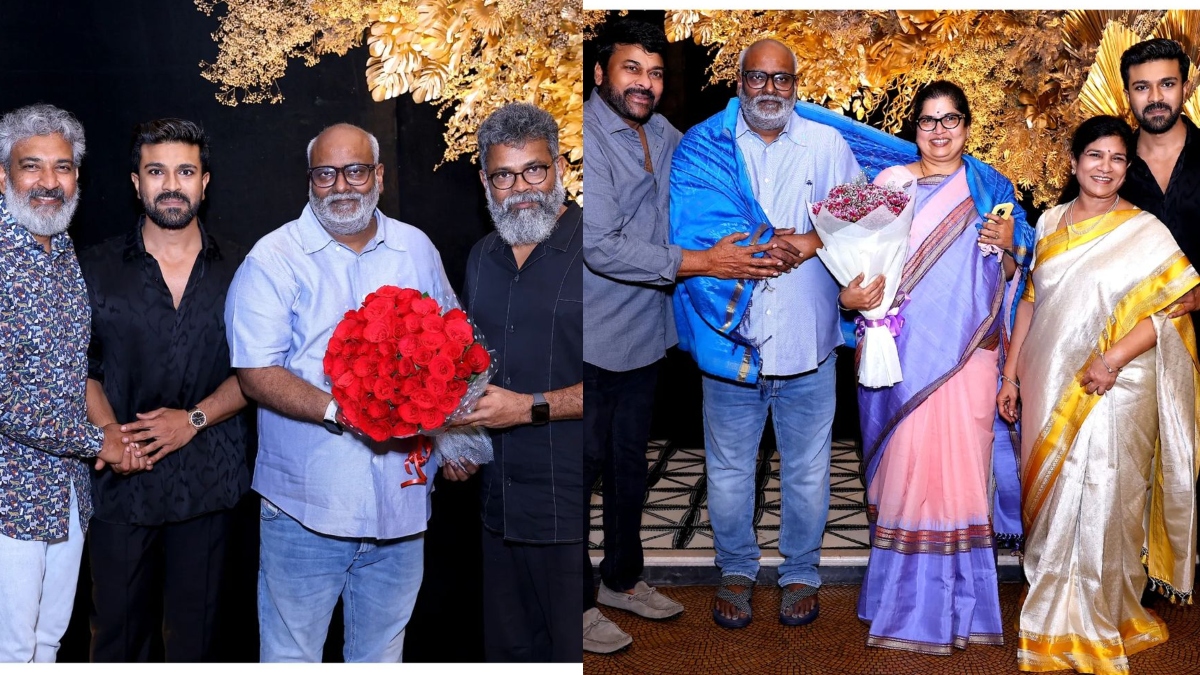 INSIDE Ram Charan's birthday bash: Chiranjeevi honours SS Rajamouli-MM Keeravani for Oscar win | Photos