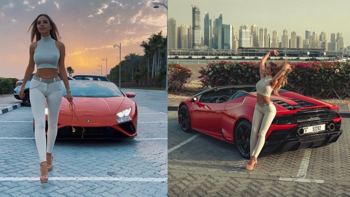Tropisch buis weer Model takes Lamborghini for walk like pet dog with a leash, impresses  netizens. Watch | Trending News – India TV