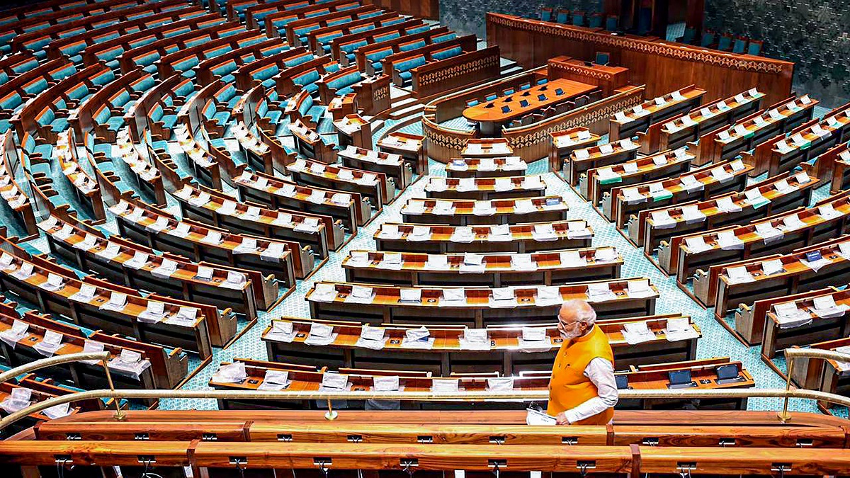 Prime Minister Narendra Modi inspects the construction work of the new Parliament building, in New Delhi