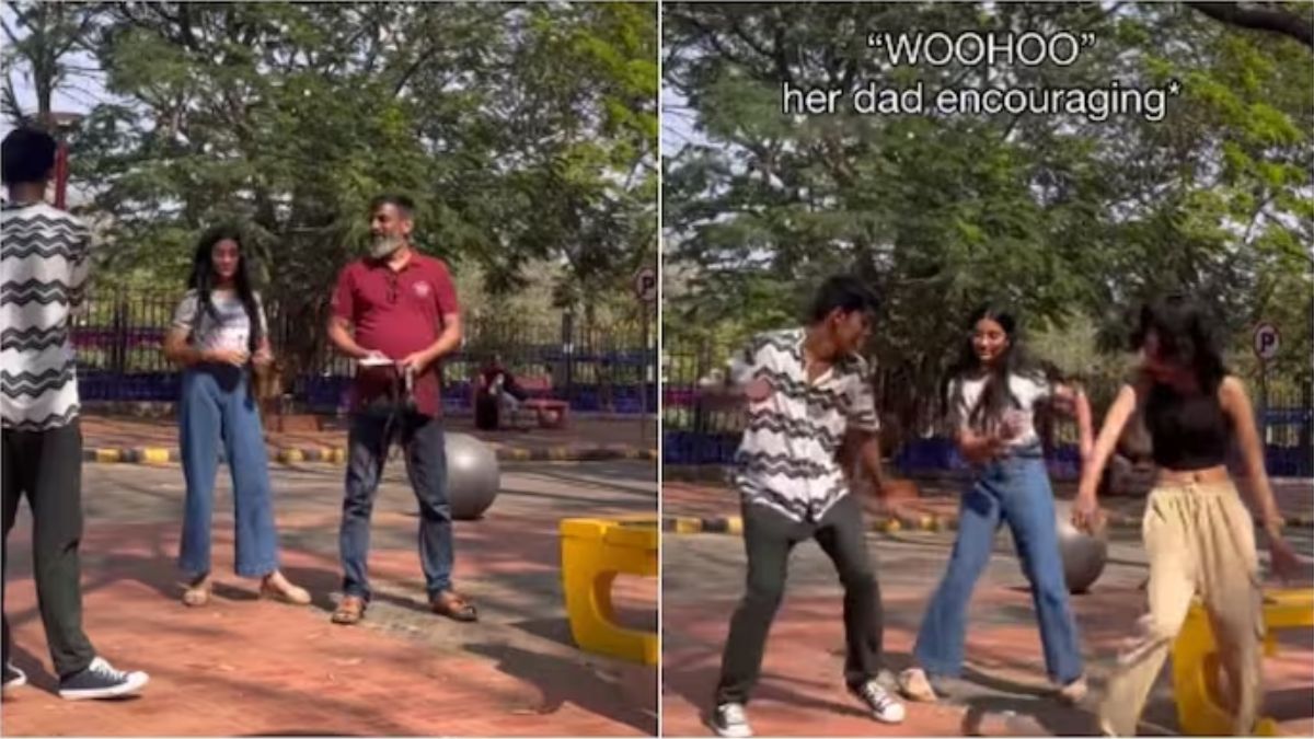 Father encourages shy kids to dance with strangers in park. Heartwarming moment goes viral