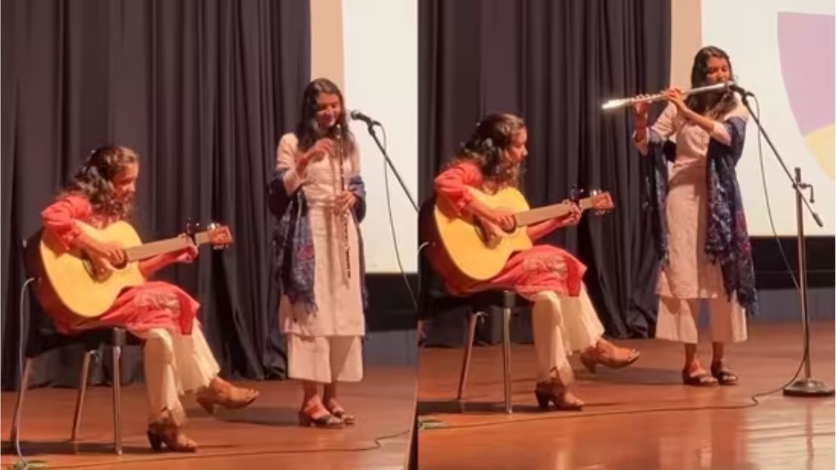 Flute and guitar duo stuns with 'Besharam Rang' rendition at Pune college. Watch viral video