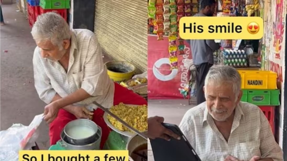 Artist surprises food vendor with portrait, his reaction will warm your heart. Watch