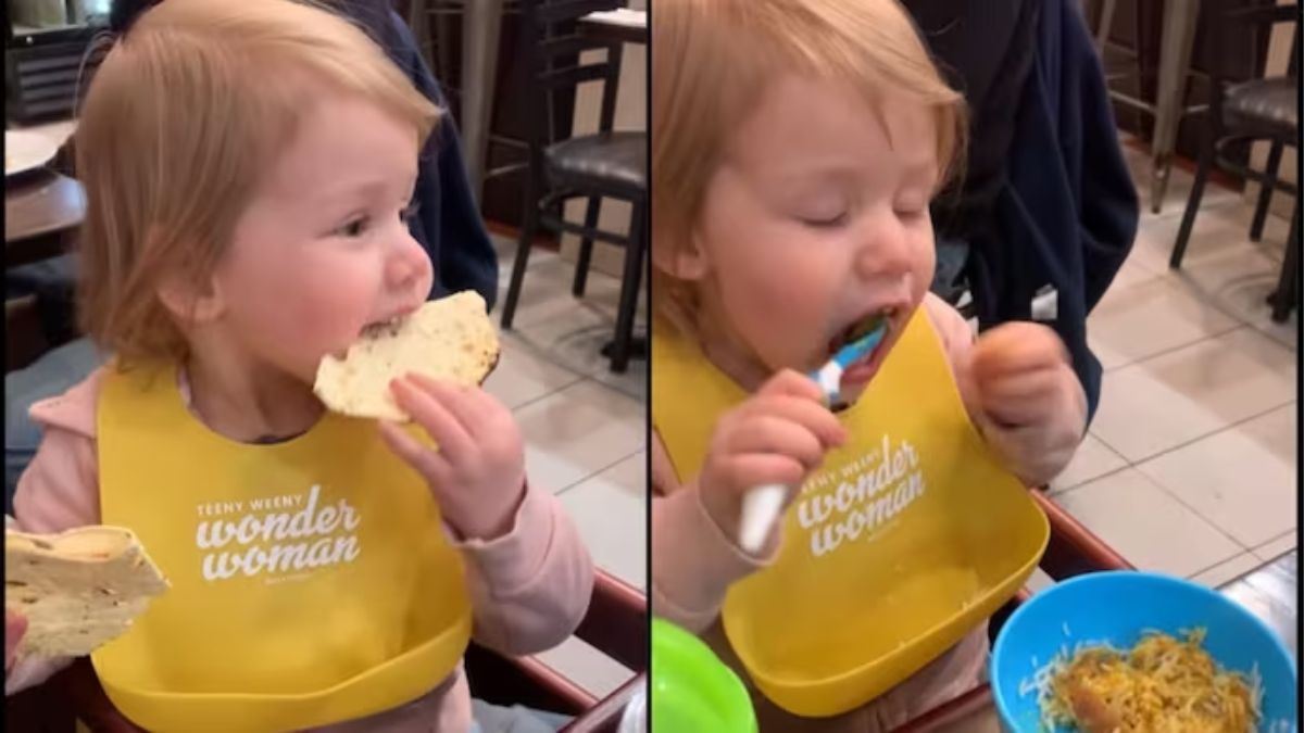 Little girl tries Indian food for the first time at New York restaurant, desis love her reaction. Watch