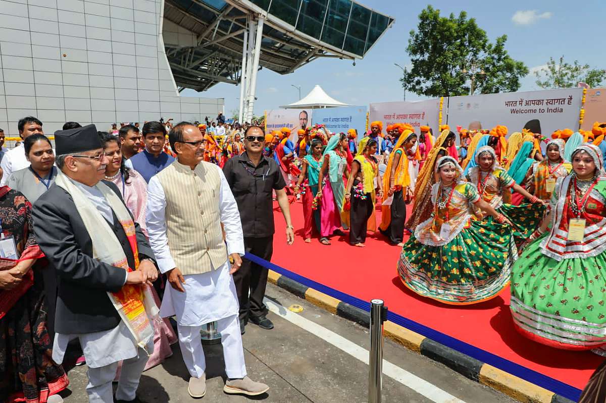 Nepal PM arrives in Indore to rousing welcome, to offer prayers at Ujjain's Mahakaleshwar temple