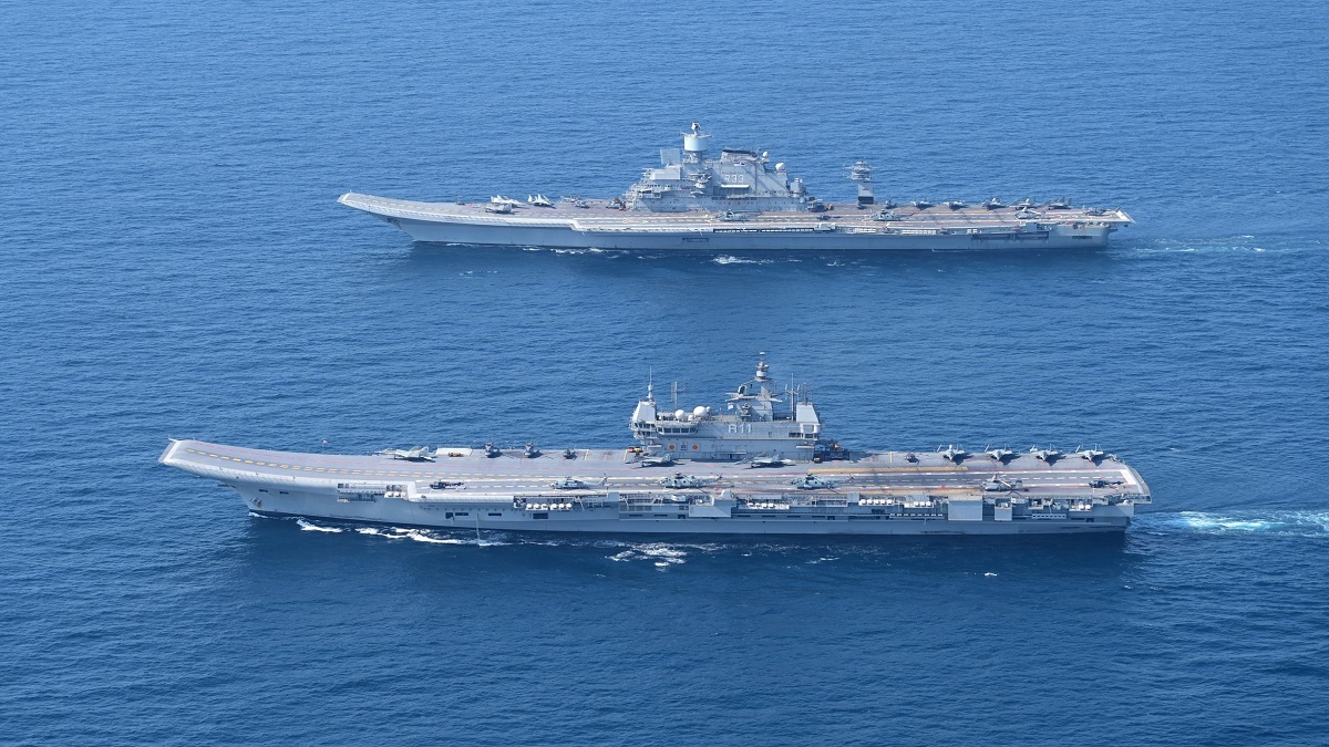 Indian Navy's Milestone Achievement: Dual Aircraft Carrier Exercise with INS Vikrant and INS Vikramaditya