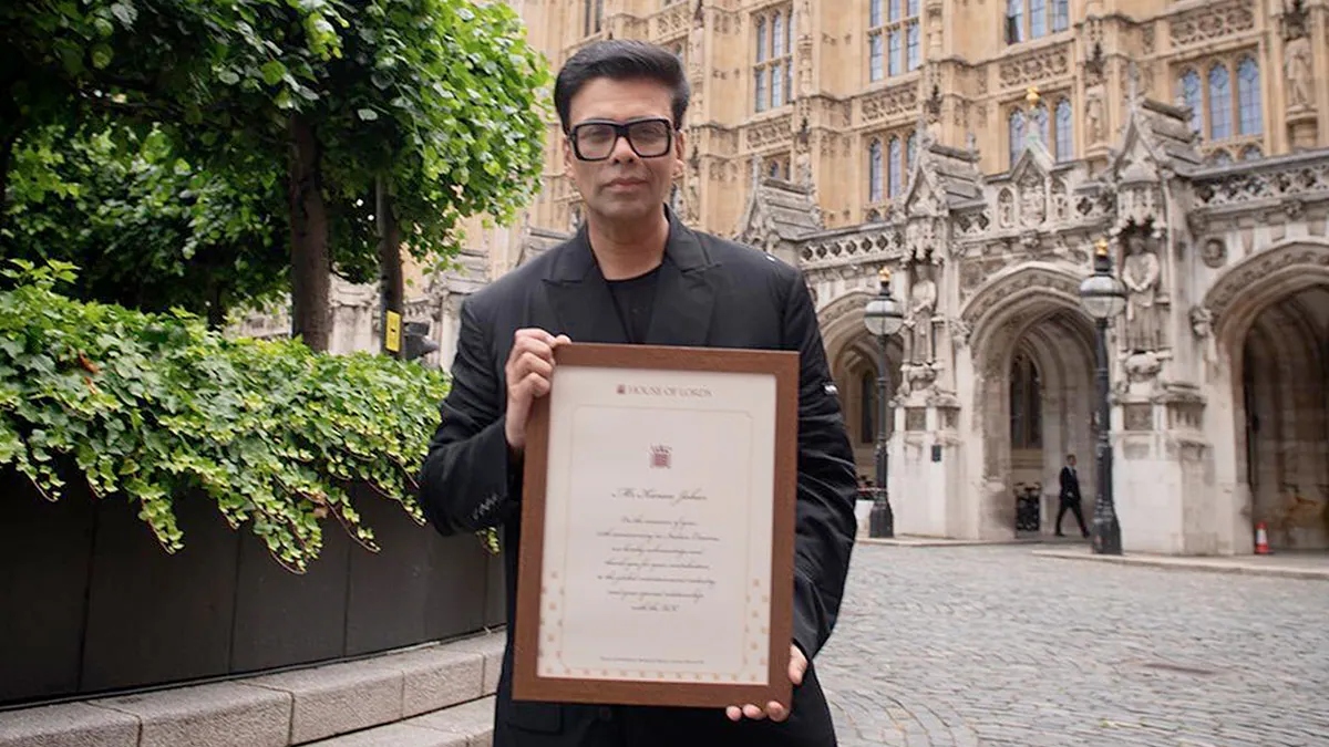 Karan Johar honoured by UK Parliament for contribution to the entertainment industry