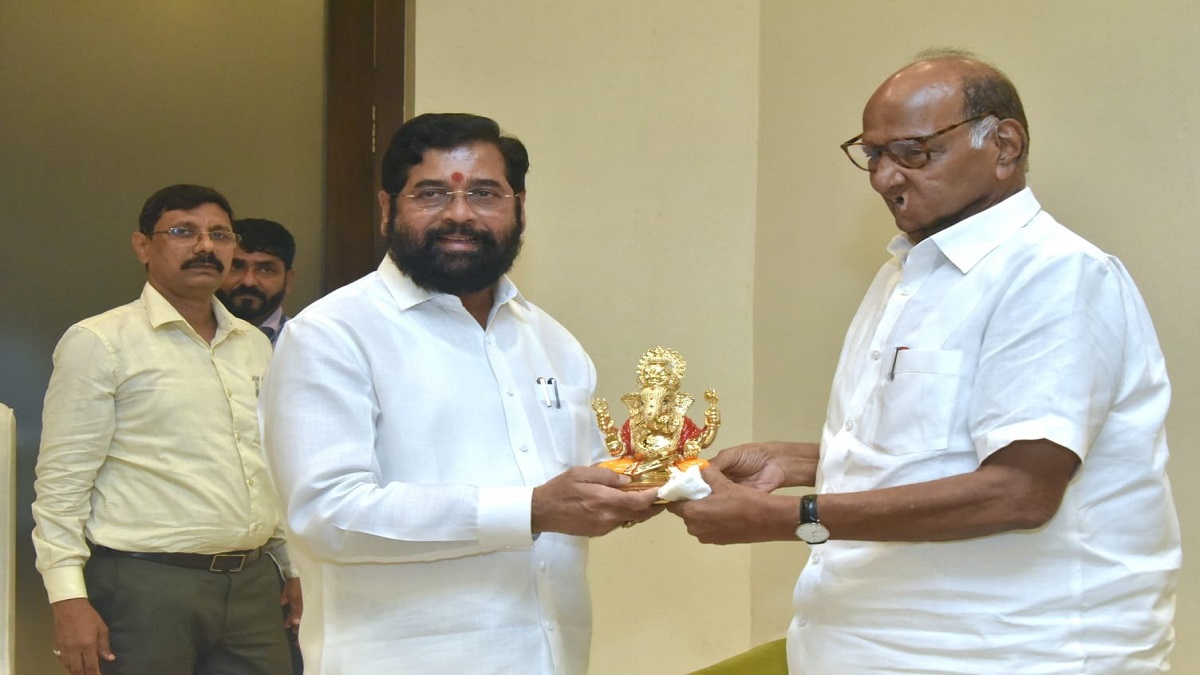 Sharad Pawar Meets Maharashtra CM Eknath Shinde Gautam Adani In Mumbai ...