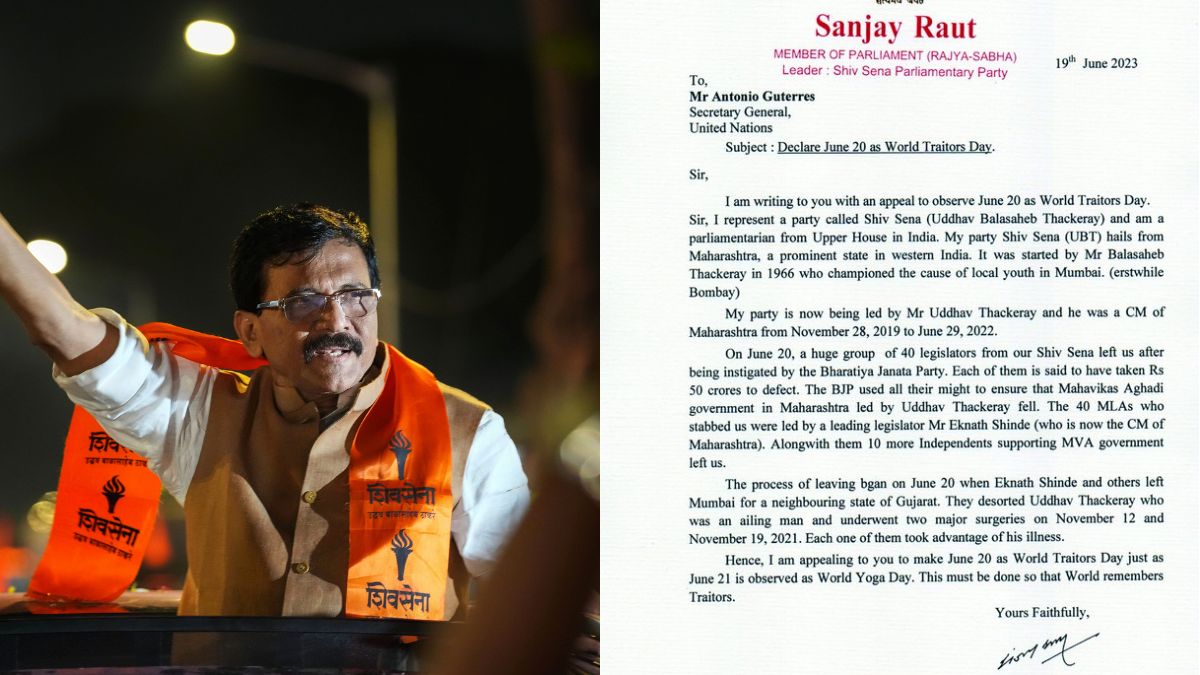 'Declare June 20 as World Traitors Day', Sanjay Raut writes to United Nations