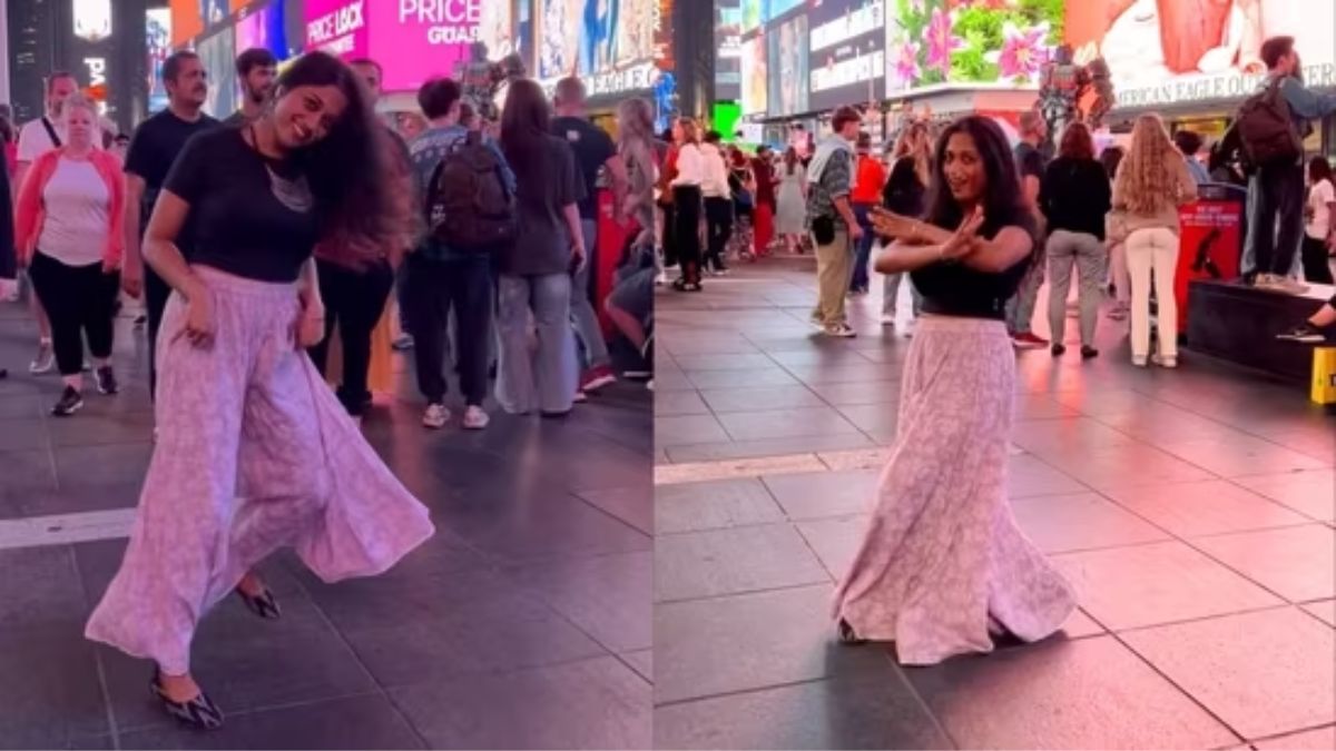 Girl dances to Radha Kaise Na Jale at Times Square but desi netizens are not happy. Watch