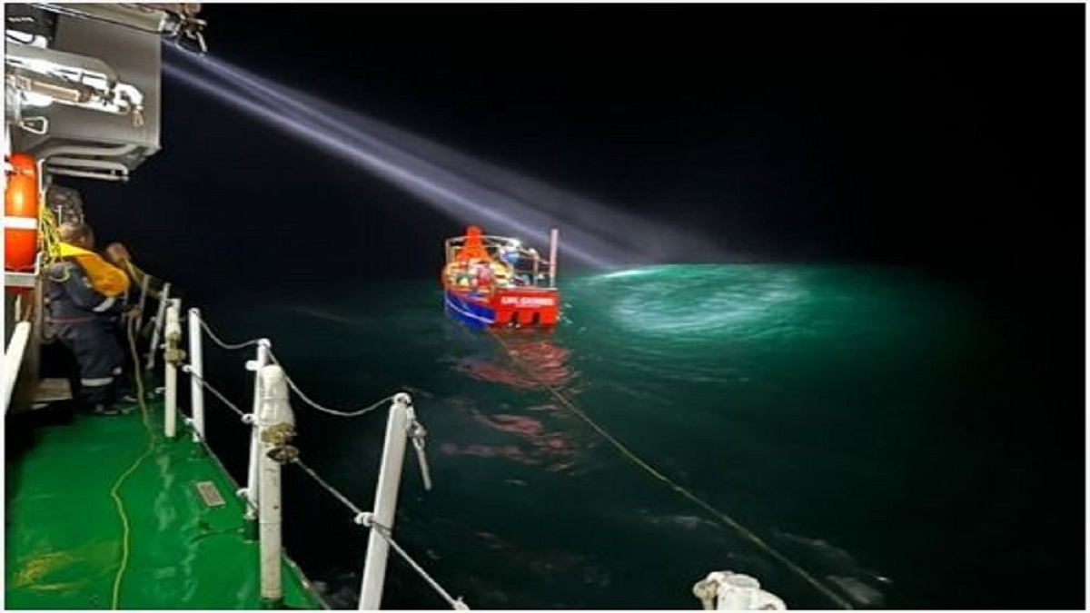 Gujarat: Indian Coast Guard ship rescues five fishermen from boat stranded at sea