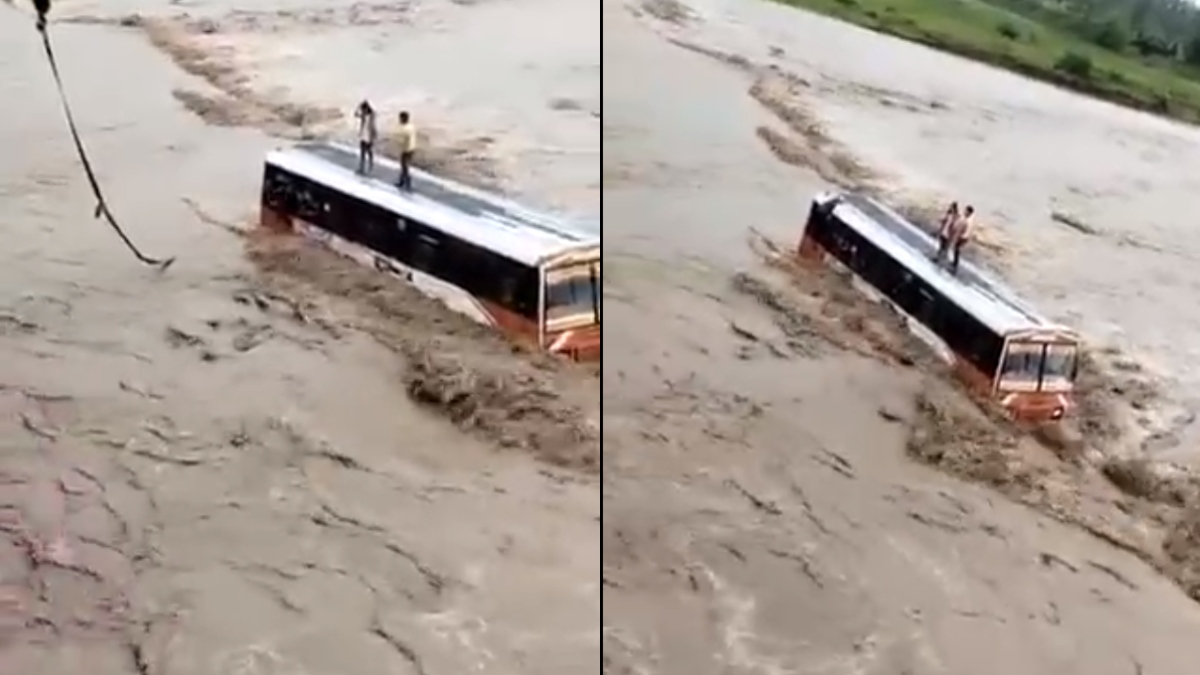 Bus gets stuck in river in UP's Bijnor, all stranded passengers rescued ...