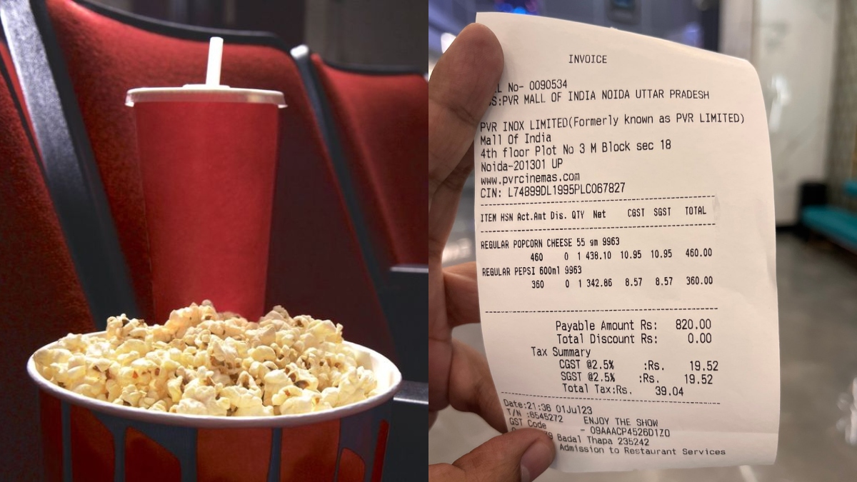 Noida’s resident points out Multiplex’s overpriced food; Bill picture goes viral