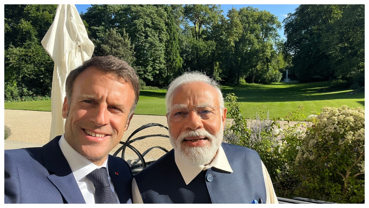 French President Emmanuel Macron's selfie moment with Prime Minister Narendra Modi