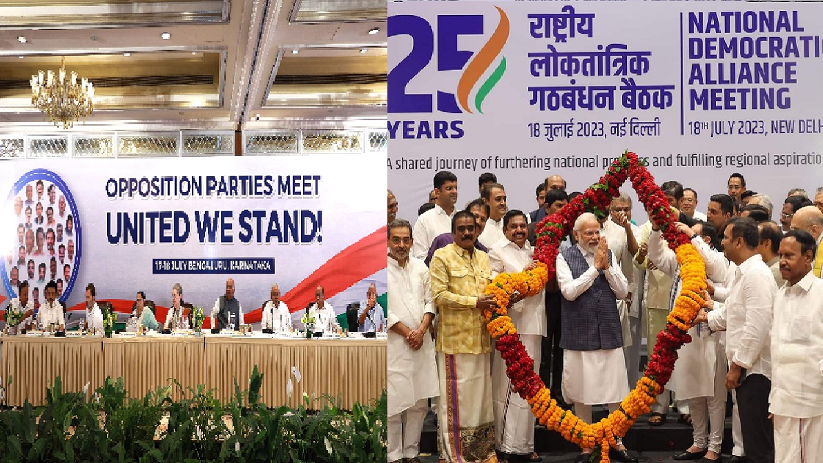 NDA vs INDIA Opposition, National Democratic Alliance flaunt strength