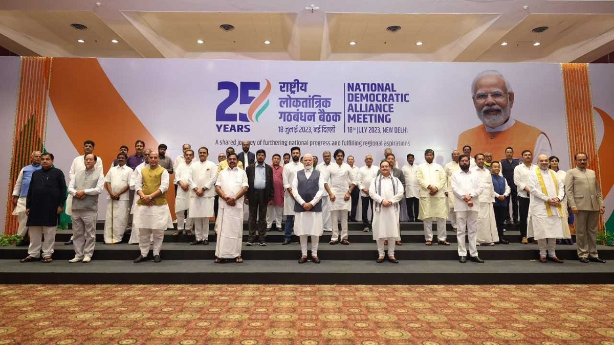 NDA meeting live updates BJP Opposition alliance INDIA PM Modi Amit Shah  Nadda Shiv Sena Shinde Ajit Pawar SAD Manjhi | India News – India TV