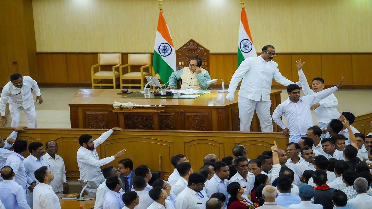 Tripura Assembly Speaker Biswabandh Sen in house as MLAs protest on 1st day of Budget Session in Agartala