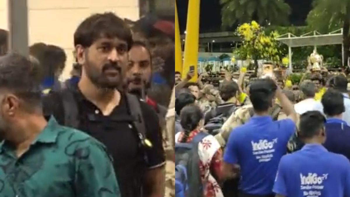 WATCH: 'Dhoni Dhoni' chants echo outside Chennai airport as die-hard fans welcome 'Thala' with flowers