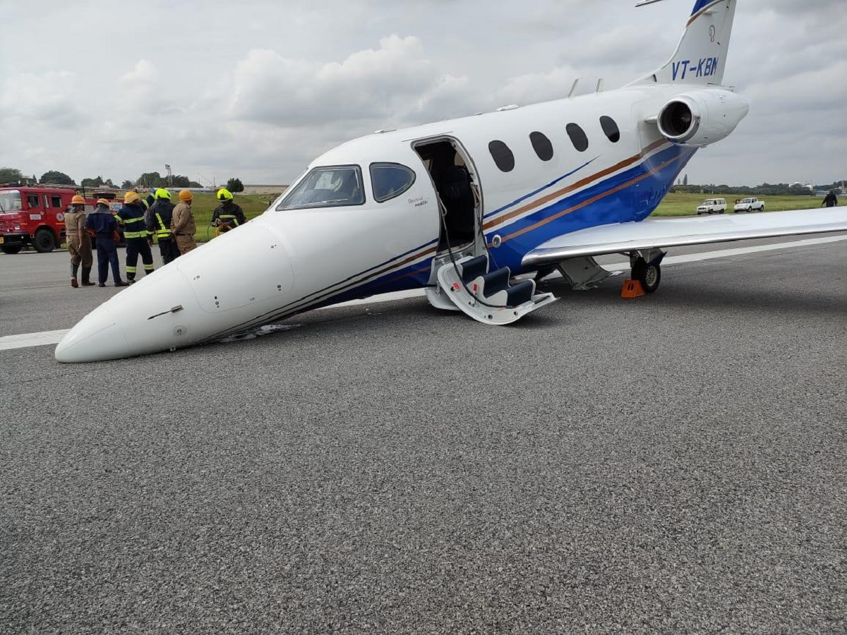 Private aircraft makes emergency landing at Bengaluru airport due to technical snag; both pilots safe