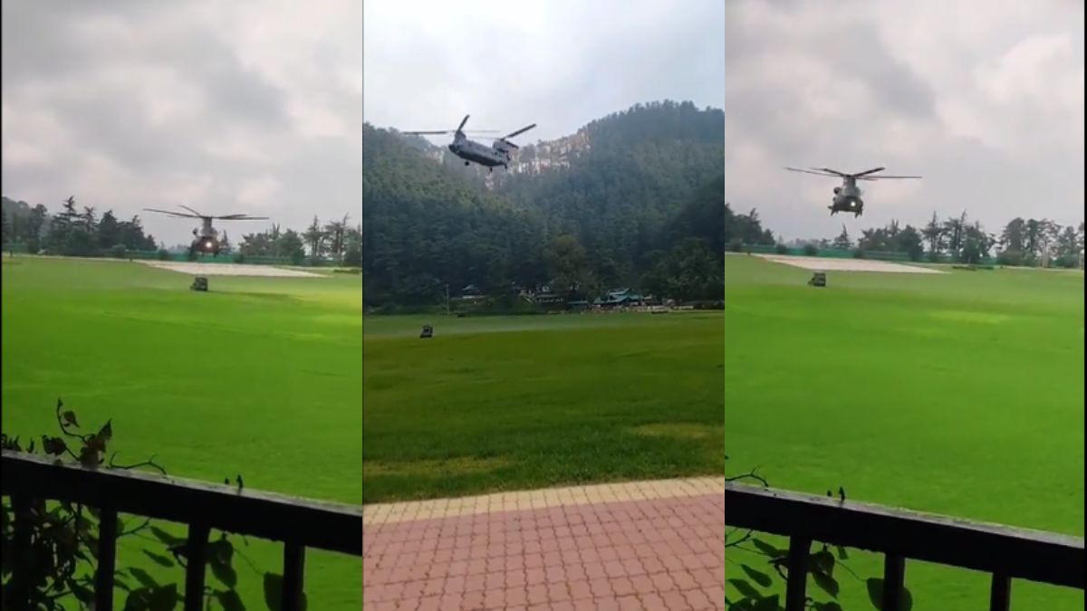 Chinook carries 3-tonne mini JCB, 18 Army personnel in single sortie amid rain in Himachal | VIDEO