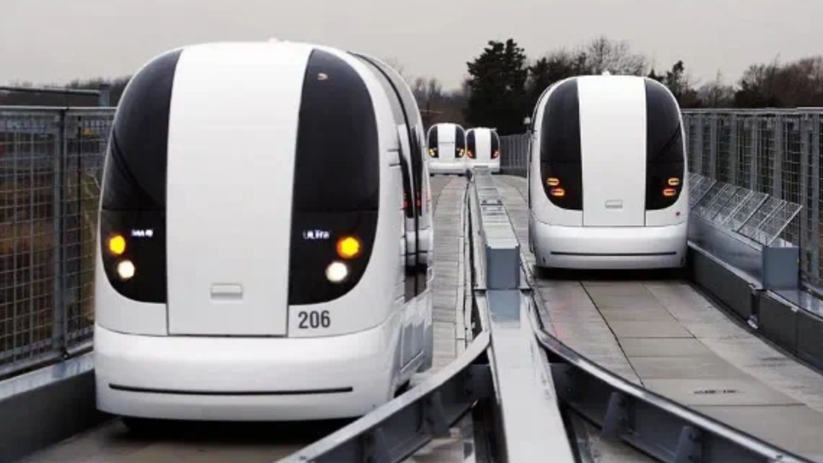 A view of India's first pod taxi service pod taxi