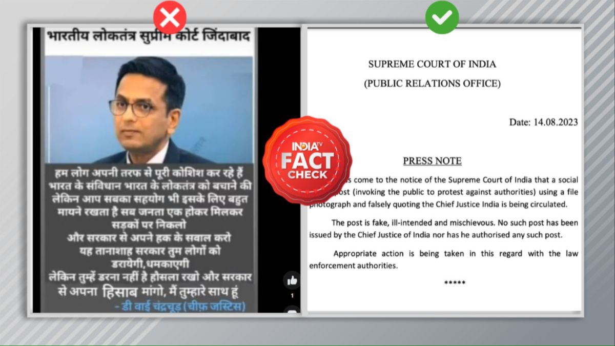 FACT CHECK: Did CJI Chandrachud ask people to protest against government? Know the truth here