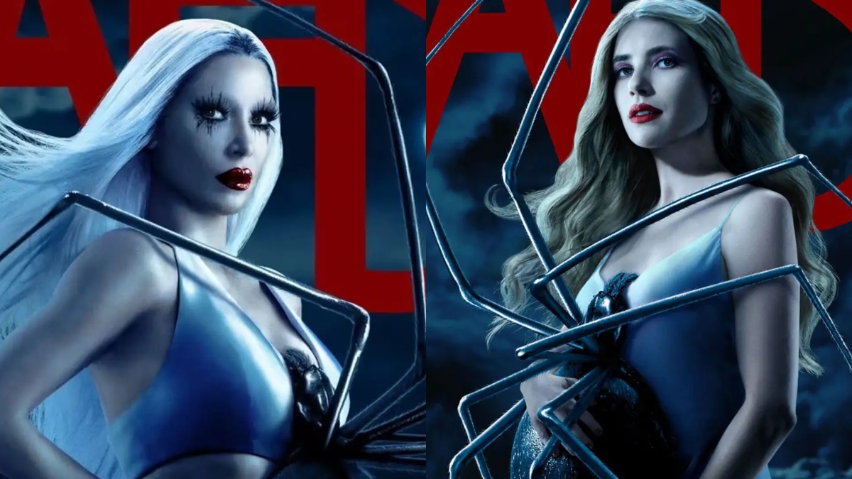 American Horror Story: Delicate- Emma Roberts and Kim Kardashian creepy spider-infested poster