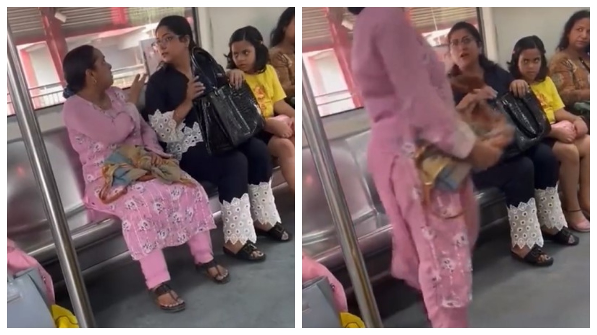 Watch: Two women engage in heated argument inside Delhi Metro, video goes viral