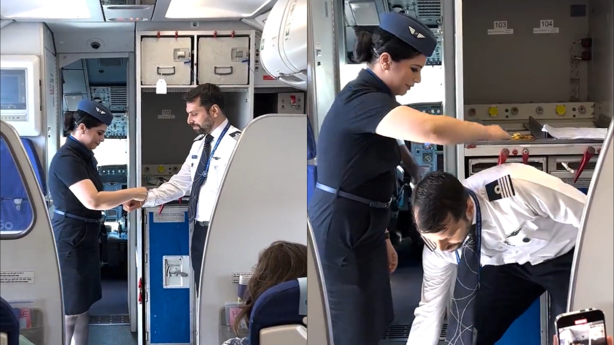 IndiGo cabin crew member celebrates Raksha Bandhan with brother who is pilot of flight | WATCH