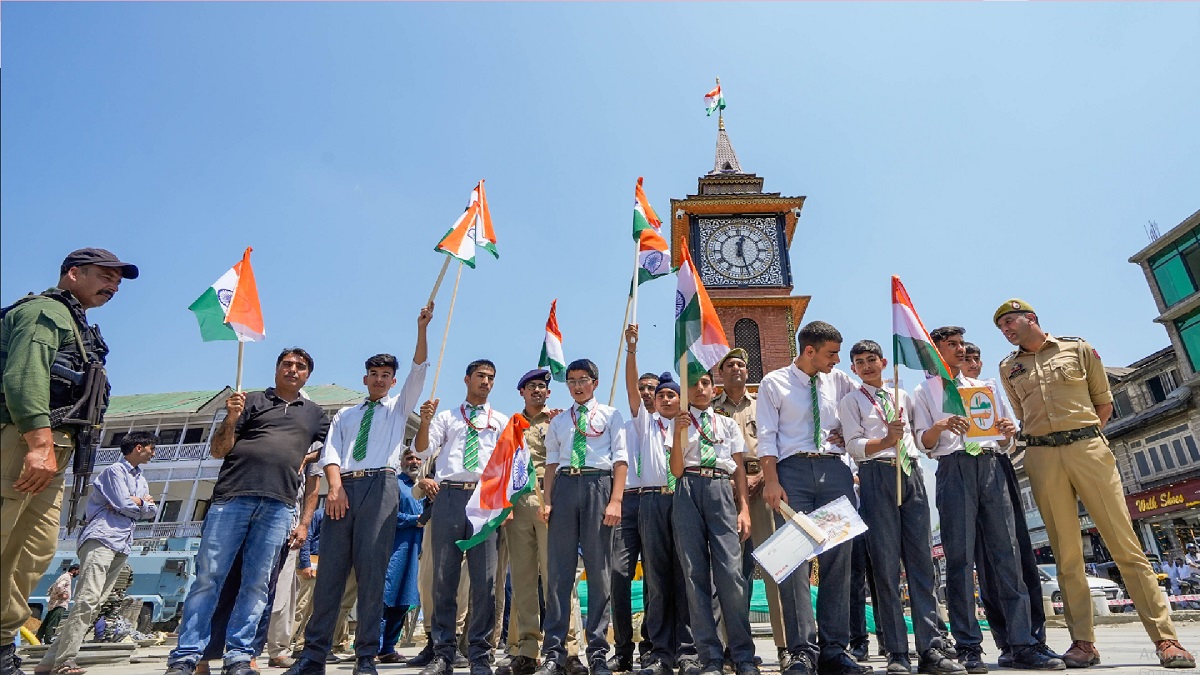 Independence Day 2023: People gather at Lal Chowk as Tricolour flies atop clock tower