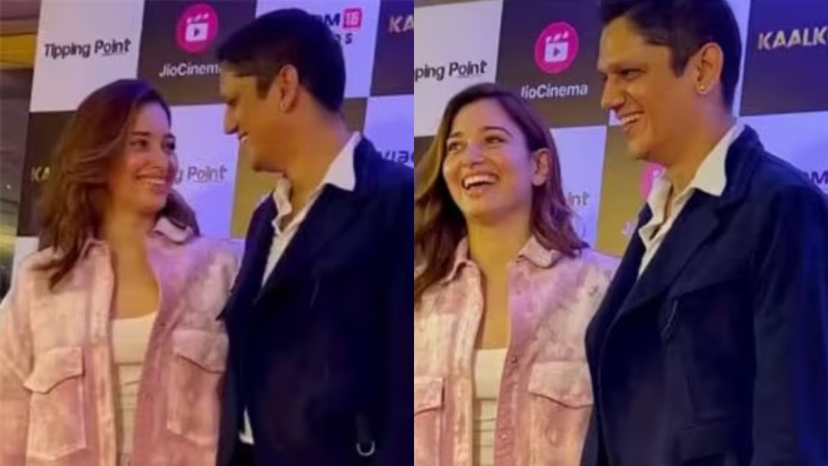 Tamannaah Bhatia-Vijay Varma serve major couple goals as they pose for paps at Kaalkoot screening | VIDEO