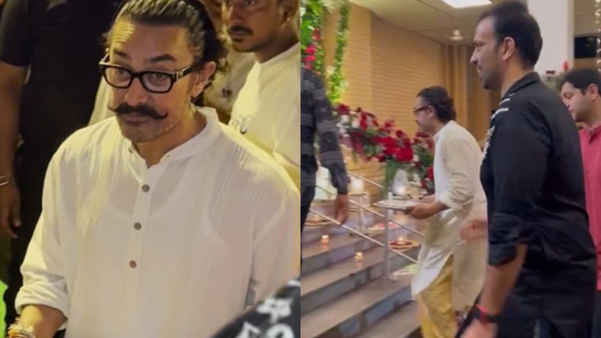 Aamir Khan visits CM Eknath Shinde's residence for Ganpati Darshan; greets him with sweets | Video