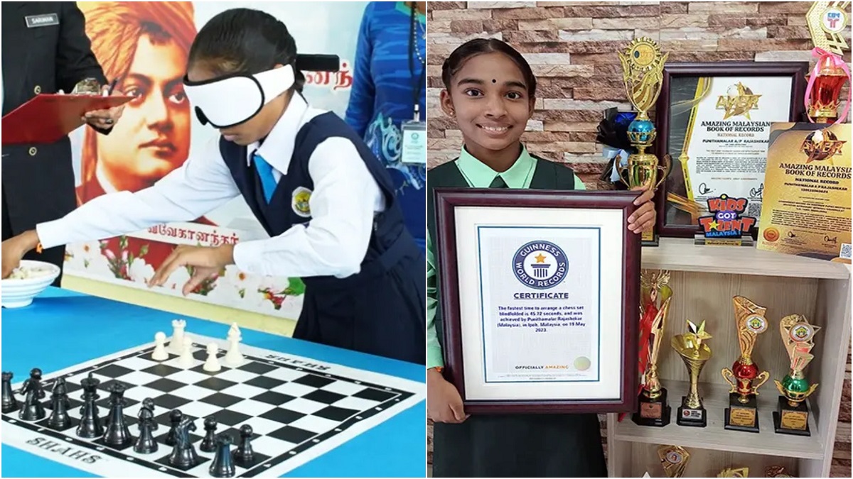 Malaysian child prodigy sets Guinness World Record for blindfolded chessboard arrangement | WATCH VIDEO