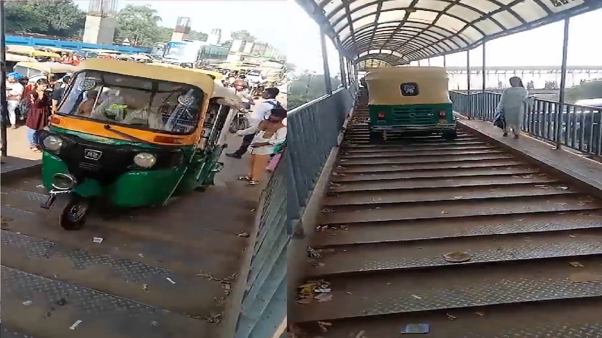 Delhi: Two men arrested for riding auto on foot over bridge in Sangam Vihar | WATCH