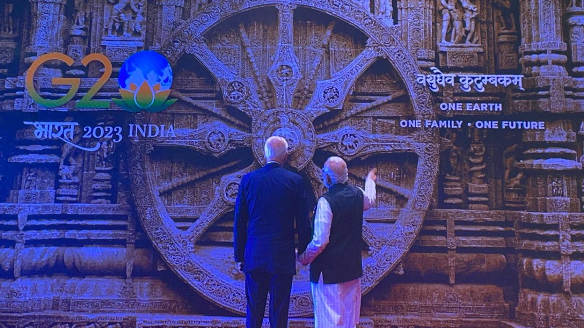 WATCH: PM Modi explains significance of Odisha's Konark Wheel to Joe Biden at G20 venue