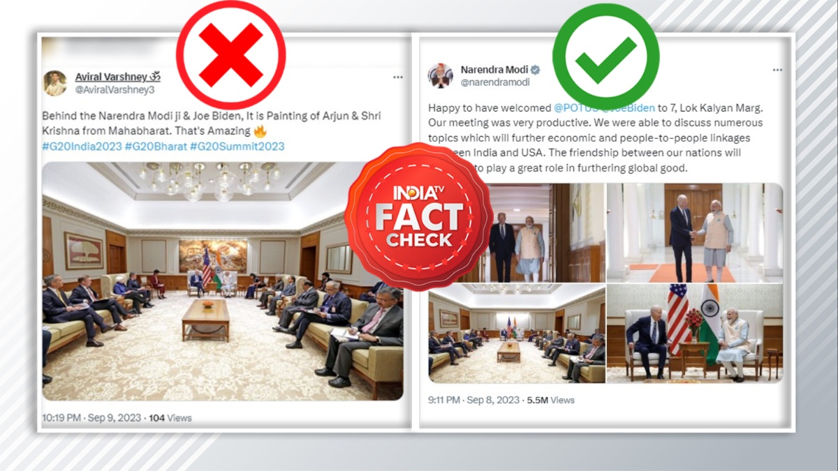 FACT CHECK: Viral image of PM Modi and Biden with Mahabharata painting in background is fake | CHECK HERE