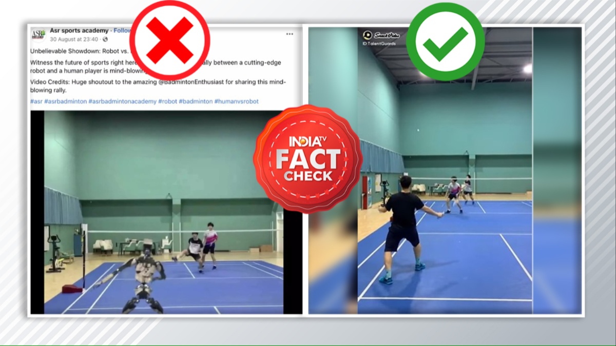 FACT CHECK Viral video of robot playing badminton against humans exposed as CGI manipulation Know more Fact News