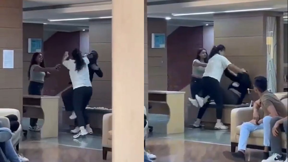 'Ladke ka chakkar babu bhaiya' say netizens after girl students indulge in ugly spat | Viral video