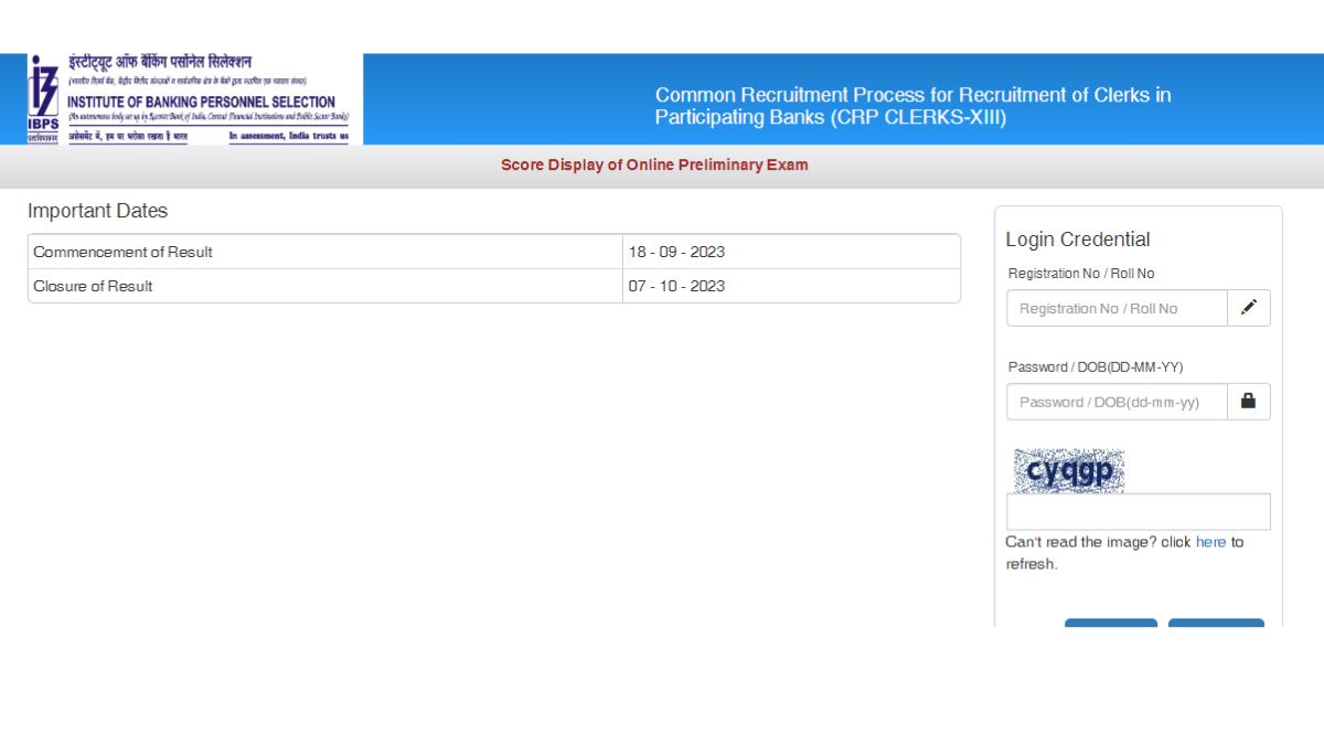 IBPS Clerk Prelims scorecard 2023 OUT at ibps.in, get direct link here