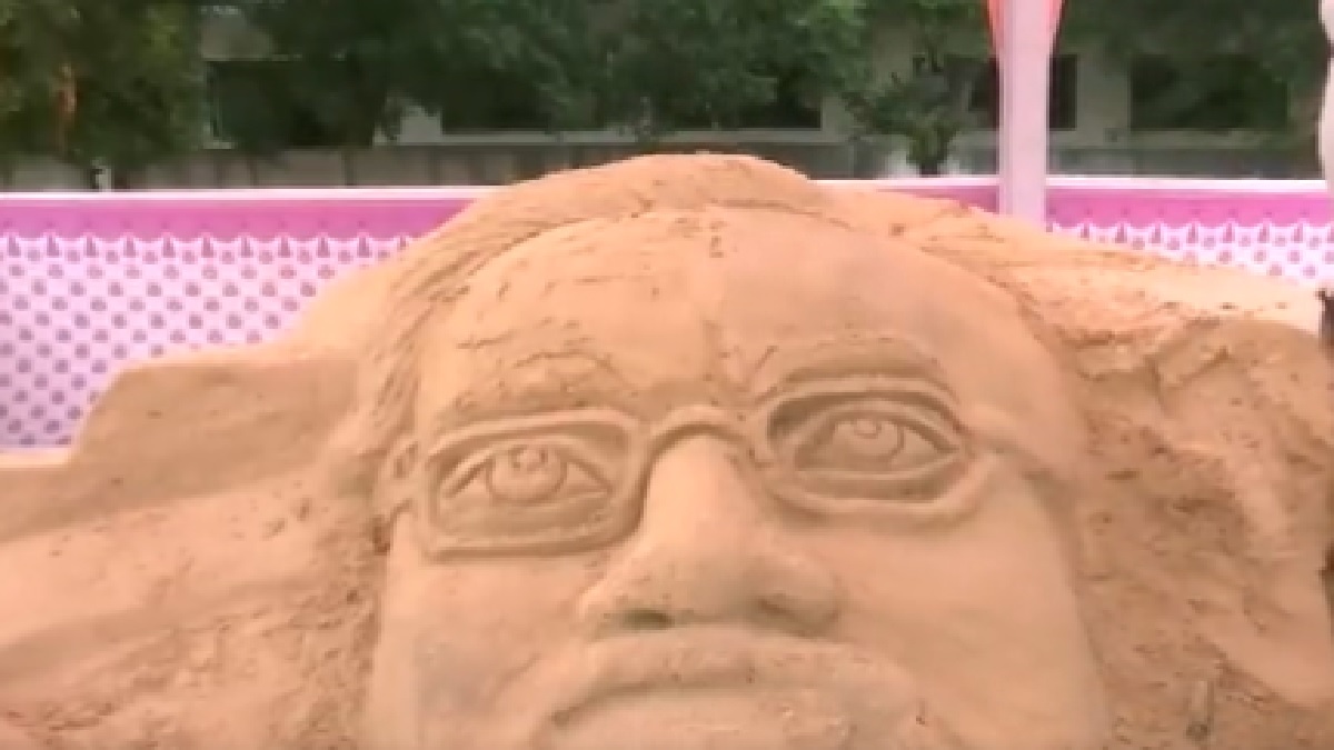 WATCH VIDEO: Ahead of PM's birthday, Gujarat sand artist creates sculpture of Narendra Modi in Gandhinagar