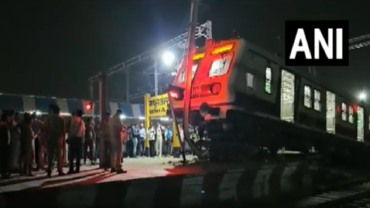 Local train derails, rams into platform at Mathura Junction | WATCH