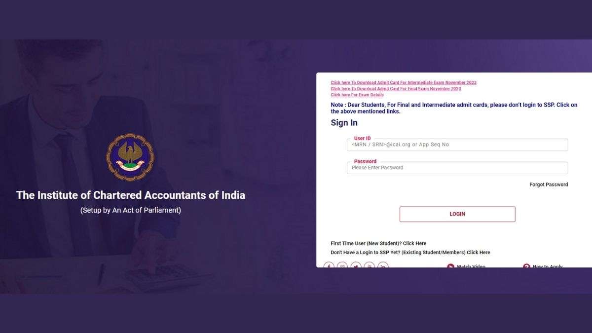 ICAI CA Intermediate Admit Card 2023 OUT for November Session, Check direct link