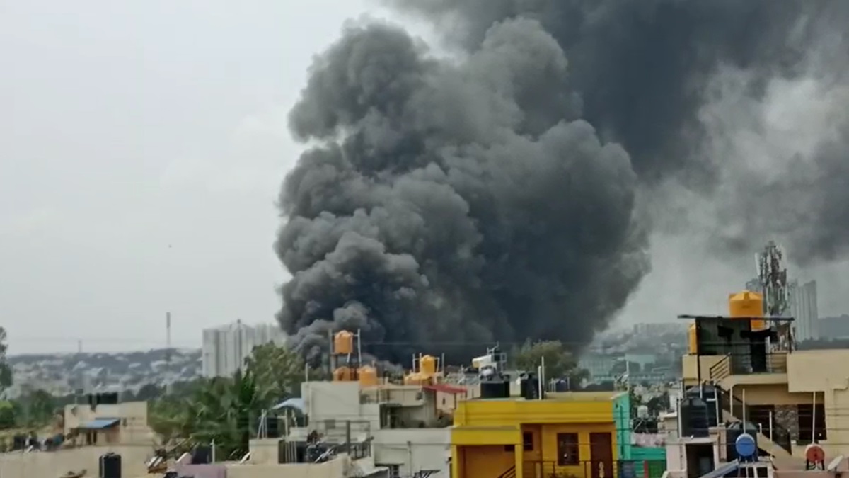 A huge fire erupted near PES University in Bengaluru
