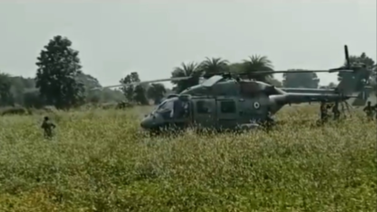 IAF helicopter makes precautionary landing near Bhopal, crew safe | VIDEO