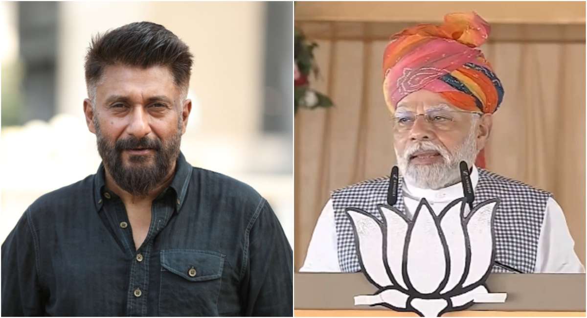 Bollywood director Vivek Agnihotri (L) Prime Minister Narendra Modi