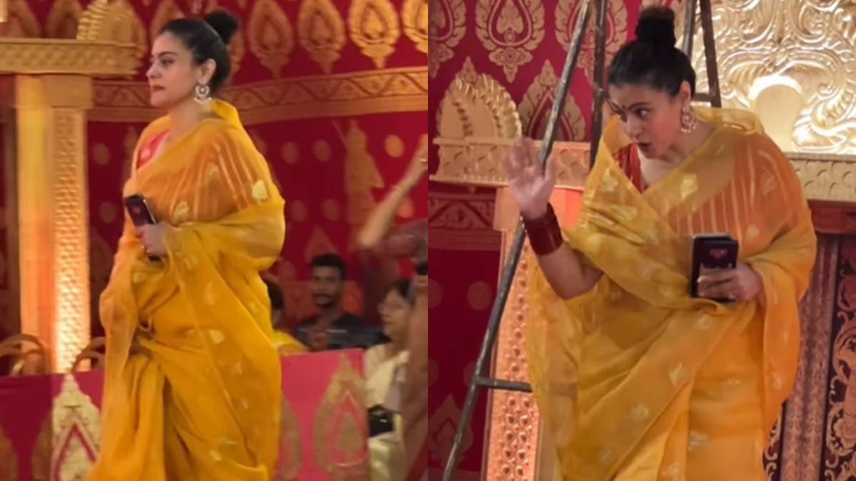 Kajol looks STELLAR in yellow saree as she visits Durga Puja pandal in Mumbai | Video | Celebrities News – India TV