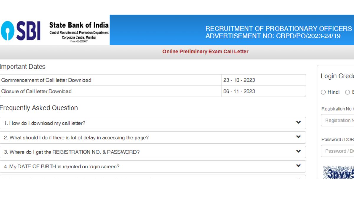 SBI PO Prelims Admit Card 2023 released at sbi.co.in, check exam date, time, and more details