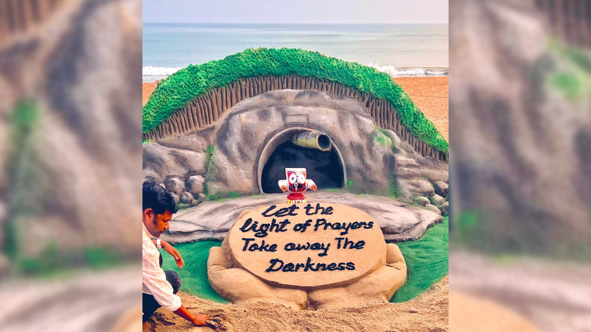 Sand Artist Sudarsan Pattnaik creates sculpture for workers who are trapped in Uttarkashi Tunnel collapse