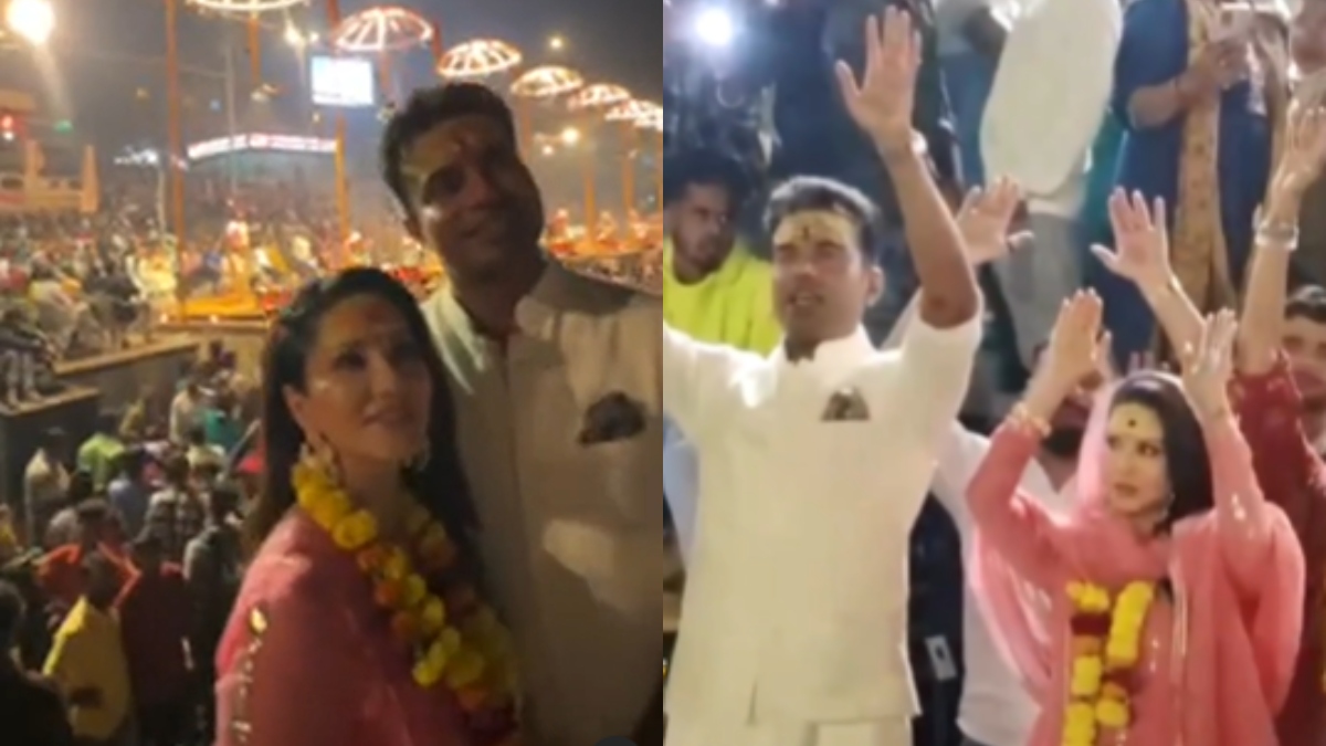 ‘Paap dhul gaye…’: Netizens troll Sunny Leone after video shows her doing Aarti in Varanasi
