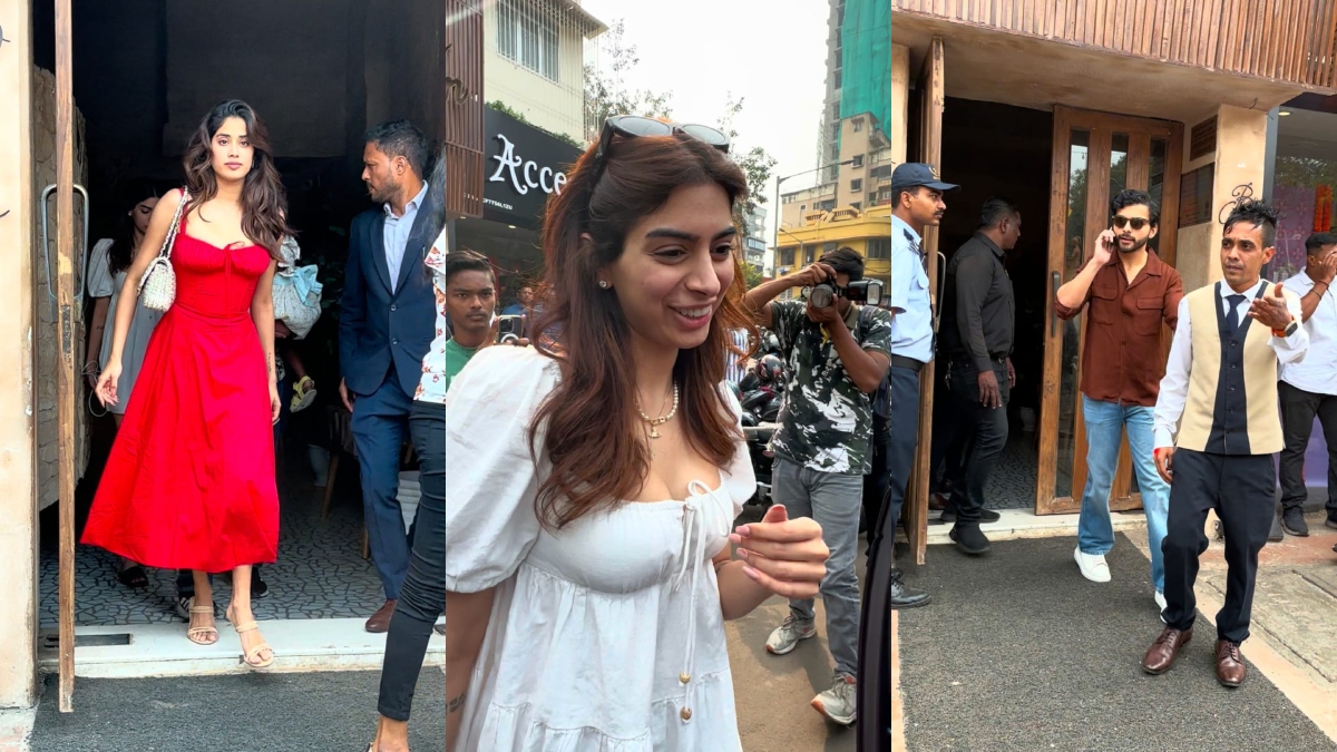 Watch: Janhvi Kapoor and Khushi Kapoor spotted with Shikhar Pahariya for lunch in a restaurant