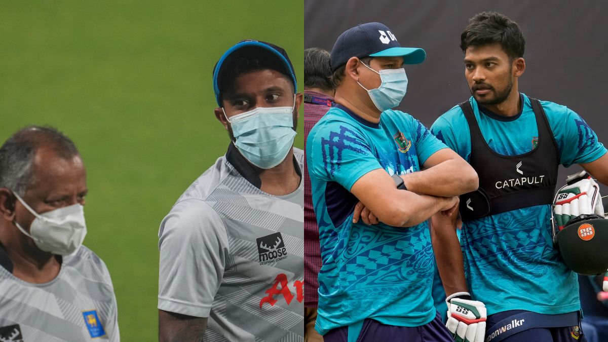 Kusal Mendis (left), Habibul Bashar and Najmul Hossain Shanto (right).